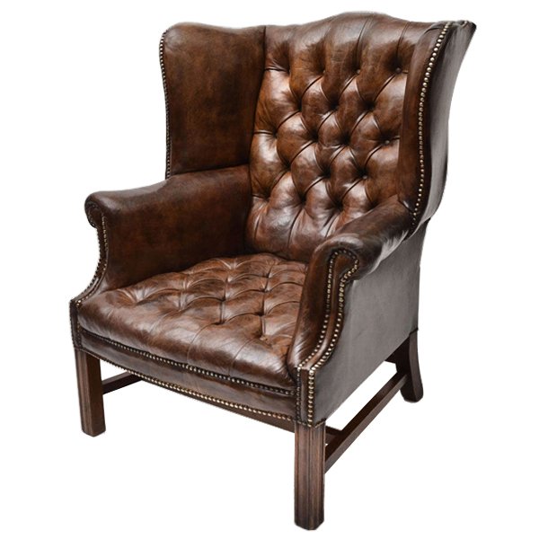 Кресло Vintage Leather chesterfield High Back Wing Chair Коричневый винтаж Кресло Vintage Leather chesterfield High Back Wing Chair Коричневый винтаж в Ульяновске | Loft Concept