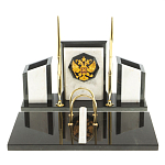 Настольный письменный набор из мрамора и змеевика с гербом России Marble Accessory варинант исполнения - 1 | Loft Concept в Ульяновске