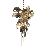 Люстра подвесная вытянутой формы с плафонами из стекла и металла с двумя вертикальными подвесками Gilded Mirage  варинант исполнения - 1 | Loft Concept в Ульяновске