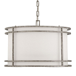 Подвесной светильник в виде барабана с тканевым абажуром и металлическим каркасом Warm Glow варинант исполнения - 3 | Loft Concept в Ульяновске