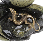 Шар с декором в виде бронзовой ящерицы на подставке из натурального камня Змеевик Natural Stone Spheres 10 см варинант исполнения - 1 | Loft Concept в Ульяновске