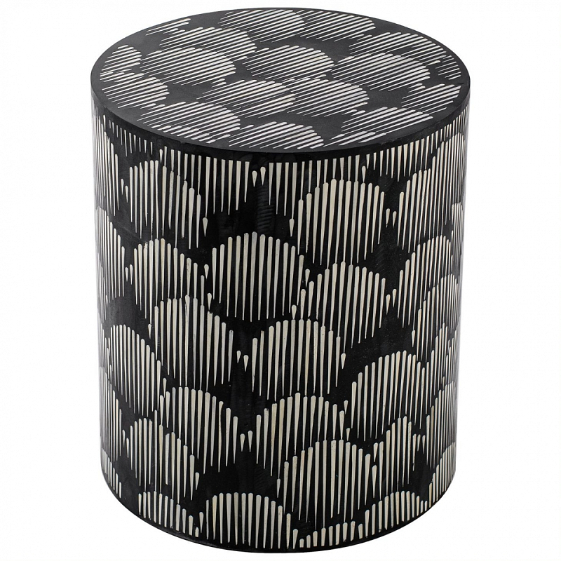 Табурет Black&white Indian Bone Inlay stool Черно-белый в Ульяновске | Loft Concept 