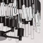 Люстра круглая из матового черного металла с подвесками из прозрачных стеклянных трубок Noir Tubes варинант исполнения - 5 | Loft Concept в Ульяновске