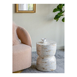 Приставной столик с мозаичным рисунком из раковин устриц Bone Inlay варинант исполнения - 6 | Loft Concept в Ульяновске