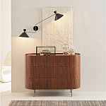 Комод округлой формы с тремя ящиками Walnut and Leather варинант исполнения - 9 | Loft Concept в Ульяновске