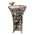 Ваза из фарфора черная с цветочной росписью и бронзовой стрекозой Spring Garden варинант исполнения - 2 | Loft Concept в Ульяновске