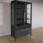 Витрина Primo со стеклянными фасадами и буфетом шпон Черный дуб варинант исполнения - 3 | Loft Concept в Ульяновске