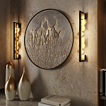 Бра вертикальное черного цвета с золотыми кругами и квадратами Gravyura варинант исполнения - 6 | Loft Concept в Ульяновске