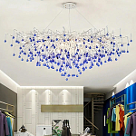 Люстра овальная с синими стеклянными подвесками в форме капель FAIRYTREE Light варинант исполнения - 4 | Loft Concept в Ульяновске