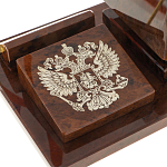 Настольный письменный набор с часами в виде пирамиды из природного камня обсидиана Pyramid of Time варинант исполнения - 3 | Loft Concept в Ульяновске