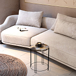 Стол журнальный круглый со столешницей из стекла Gold and Black Marble варинант исполнения - 5 | Loft Concept в Ульяновске