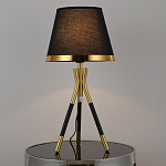 Настольная лампа с коричневым тканевым абажуром Black Tripod варинант исполнения - 1 | Loft Concept в Ульяновске