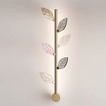 Бра с золотистой вертикальной трубкой и декоративными прозрачными листьями из стекла Sylva  варинант исполнения - 2 | Loft Concept в Ульяновске