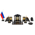 Настольный письменный набор с часами из природного камня обсидиана National Еmblem варинант исполнения - 1 | Loft Concept в Ульяновске