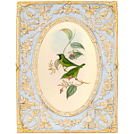 Декоративный постер с изображением птиц в раме с рельефным растительным узором Blooming Birds Poster варинант исполнения - 9 | Loft Concept в Ульяновске
