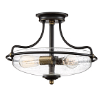 Потолочный светильник со стеклянным плафоном на изогнутых кронштейнах Quoizel  варинант исполнения - 15 | Loft Concept в Ульяновске