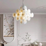Люстра  с каскадом из круглых декоративных элементов  White Clear Glass Chandelier варинант исполнения - 3 | Loft Concept в Ульяновске