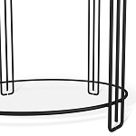 Стол журнальный круглый с серой столешницей из стекла на 4-х черных ножках Gray and Gold Marble варинант исполнения - 4 | Loft Concept в Ульяновске