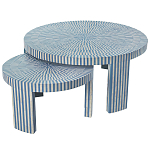 Комплект журнальных столов с инкрустацией Stripes Set of two tables blue варинант исполнения - 1 | Loft Concept в Ульяновске