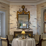 Обои ручная роспись Fishes Blue Pearl on Tarnished Silver gilded silk with pearlescent antiquing варинант исполнения - 6 | Loft Concept в Ульяновске