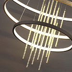 Люстра подвесная с 3-мя круглыми подвесами в черном и золотистом цвете и вертикальными подвесками Ring Horizontal варинант исполнения - 3 | Loft Concept в Ульяновске