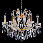 Люстра подвесная с 6-ю лампочками и прозрачными хрустальными подвесками на основании золотого цвета Crystal lamps варинант исполнения - 1 | Loft Concept в Ульяновске