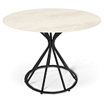 Стол обеденный с круглой керамической столешницей песчаного цвета Sand Ceramics варинант исполнения - 1 | Loft Concept в Ульяновске