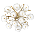 Потолочная люстра круглая ветвистыми бронзовыми элементами и стеклянными рифлеными дисками Textured Glass Chandelier варинант исполнения - 1 | Loft Concept в Ульяновске