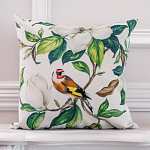 Декоративная подушка бежевая с изображением птица в саду Blooming Birds варинант исполнения - 2 | Loft Concept в Ульяновске
