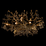 Потолочная люстра в виде ветвей деревьев золотого цвета с прозрачными подвесками-каплями Droplet Chandelier варинант исполнения - 4 | Loft Concept в Ульяновске