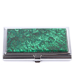 Визитница карманная металлическая с накладкой из натурального камня Малахит Stone Business Card Holders  варинант исполнения - 1 | Loft Concept в Ульяновске