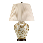 Настольная лампа с фарфоровым основанием бежевого цвета с рисунком и плиссированным абажуром на темной подставке Elstead Lighting варинант исполнения - 6 | Loft Concept в Ульяновске