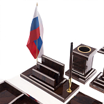 Настольный письменный набор из природного камня обсидиана с декором в виде Коня Team leader варинант исполнения - 5 | Loft Concept в Ульяновске