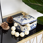 Фарфоровая шкатулка с бронзовой стрекозой Blue and White варинант исполнения - 7 | Loft Concept в Ульяновске