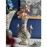 Ваза белого цвета из фарфора с цветочным рисунком и бронзовыми ручками с фигурками птиц Eden Garden porcelain and bronze варинант исполнения - 2 | Loft Concept в Ульяновске