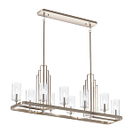 Люстра прямоугольная цвета латунь с прозрачными рифлеными цилиндрическими плафонами Kichler варинант исполнения - 11 | Loft Concept в Ульяновске