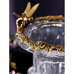 Ваза из прозрачного стекла на бронзовой подставке с ободком и ручками в виде стрекоз Eden Garden варинант исполнения - 5 | Loft Concept в Ульяновске