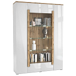 Шкаф-витрина с белым глянцевым фасадом 4-х дверная Grace of Furniture варинант исполнения - 1 | Loft Concept в Ульяновске