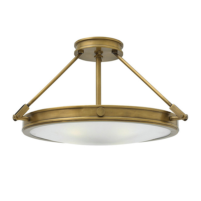 Потолочный светильник цвета латунь с плоским круглым плафоном Hinkley Латунь Белый в Ульяновске | Loft Concept 