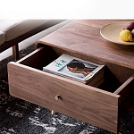 Кофейный стол из дерева с ящиком и нишей для хранения Coffee Walnut Table варинант исполнения - 7 | Loft Concept в Ульяновске