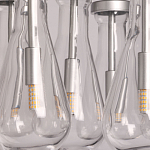 Люстра с 7-ю прозрачными плафонами из стекла в форме капли на круглом потолочном основании цвета хром Lucid Rain  варинант исполнения - 9 | Loft Concept в Ульяновске