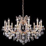 Люстра подвесная с 12-ю лампочками и прозрачными хрустальными подвесками на основании золотого цвета Crystal lamps варинант исполнения - 1 | Loft Concept в Ульяновске
