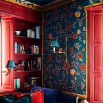 Обои с вышивкой ручной работы Flora Rio colourway on Liso Pine wool sateen варинант исполнения - 1 | Loft Concept в Ульяновске