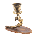 Подсвечник из натурального камня агат светло-коричневый Stone Candlestick варинант исполнения - 3 | Loft Concept в Ульяновске