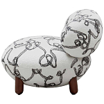 Кресло без подлокотников на деревянных ножках белое с вышивкой Sharp Armchair варинант исполнения - 2 | Loft Concept в Ульяновске