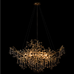 Подвесная люстра в виде ветвей деревьев золотого цвета с прозрачными подвесками-каплями 10 и 14 ламп Droplet Chandelier варинант исполнения - 2 | Loft Concept в Ульяновске