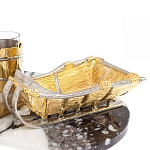 Икорница со стопками с декором "Рыбак с санями" с гравировкой на подставке из натуральных камней Агат Мрамор Decorative Cavair Dishes варинант исполнения - 6 | Loft Concept в Ульяновске