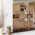 Приставной стол с отделкой из джута Juti D30 см варинант исполнения - 7 | Loft Concept в Ульяновске