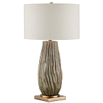 Настольная лампа с фактурным корпусом и тканевым абажуром Smooth Peaks варинант исполнения - 3 | Loft Concept в Ульяновске