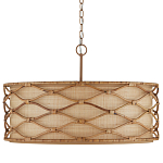 Подвесной светильник  из кованого железа и абажуром из ротанга Wicker Furniture варинант исполнения - 3 | Loft Concept в Ульяновске